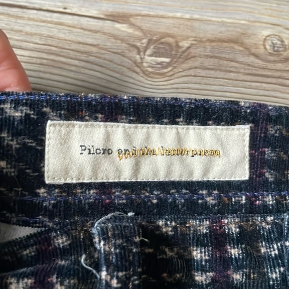 Pilcro and the Letterpress Serif fit Corduroy Print Pants Navy multi Womens 27 - Picture 3 of 13